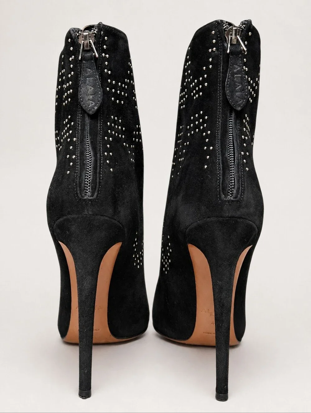 ALAIA | Black Suede Studded Stiletto Ankle Boots Size EU 40 / US 10